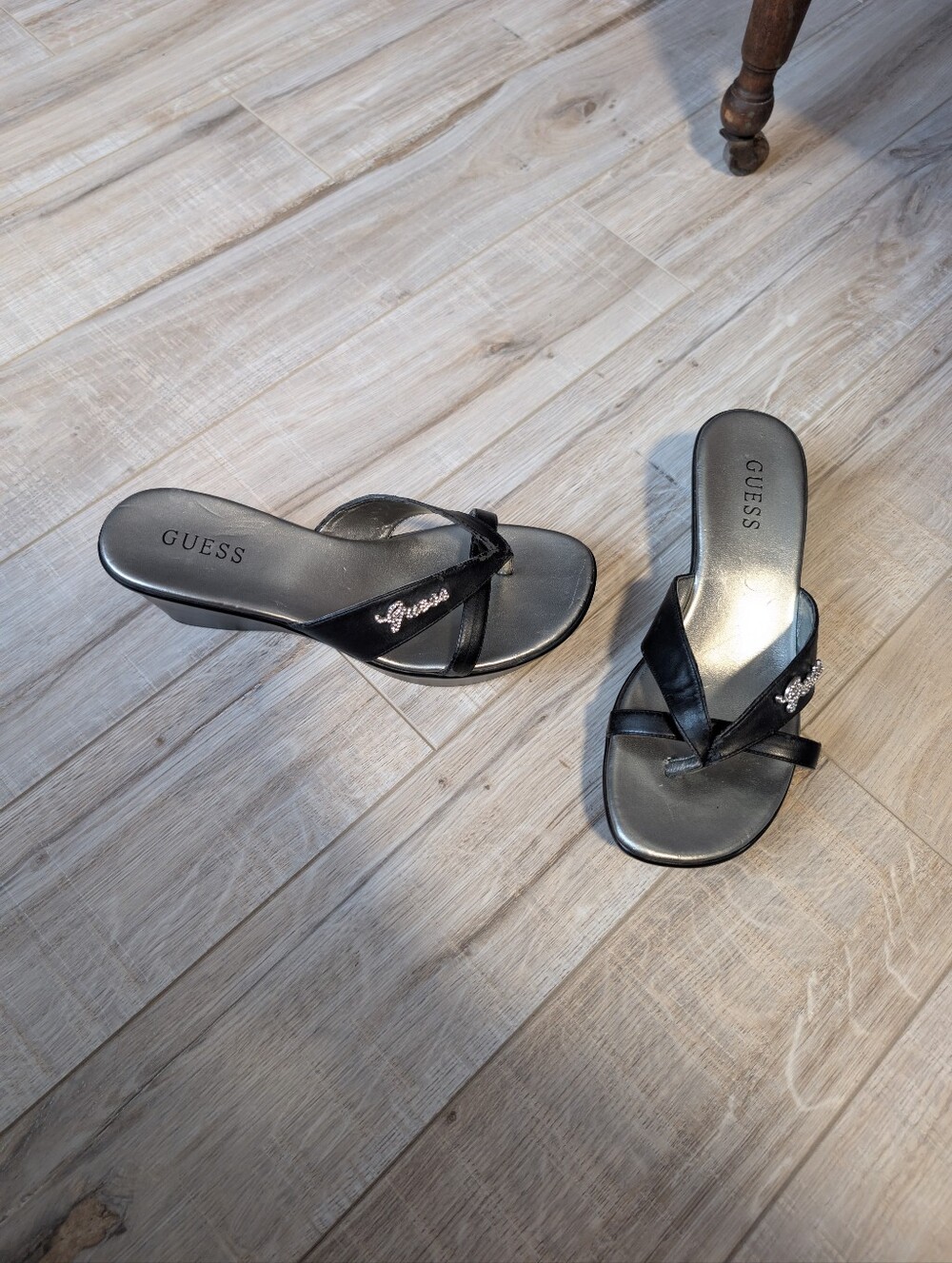 GUESS Black Logo Slip-On Mules with Crystal Accent